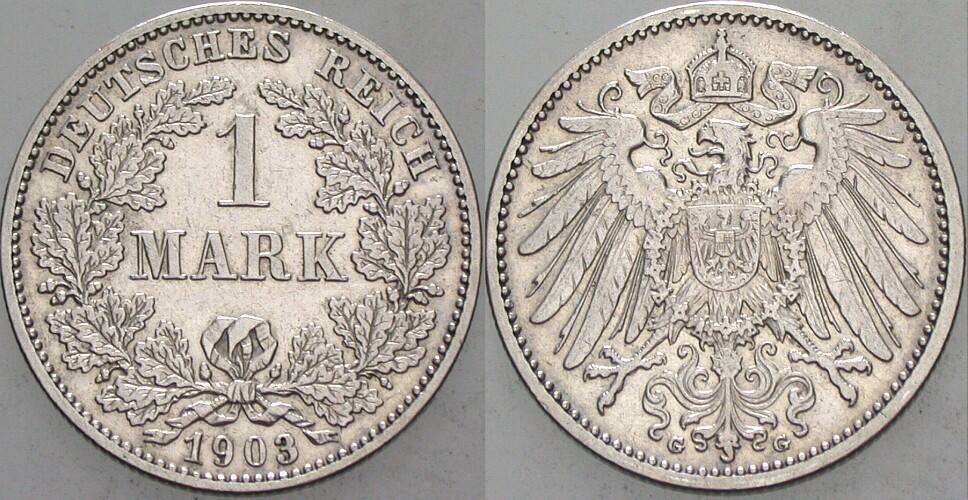 1 Mark 1903 J. 17 Sehr schön +