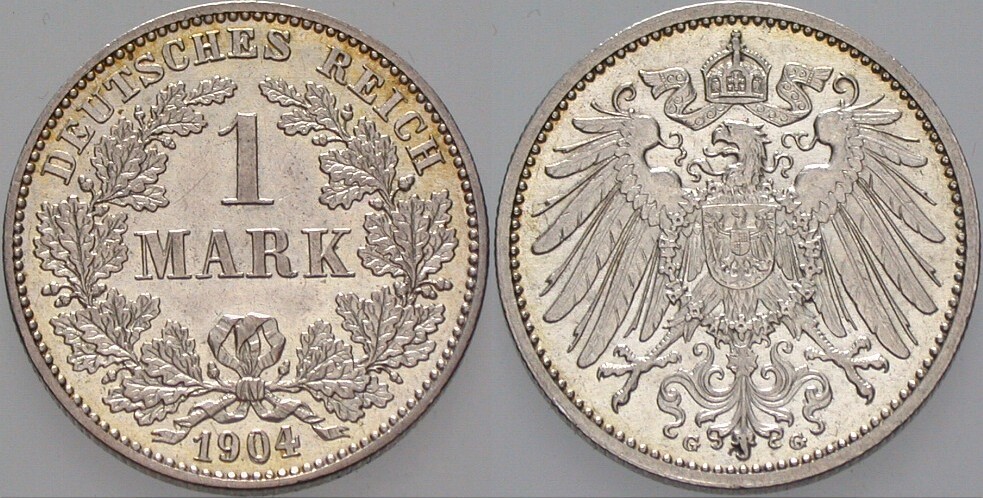 1 Mark 1904 J. 17 vorzüglich +
