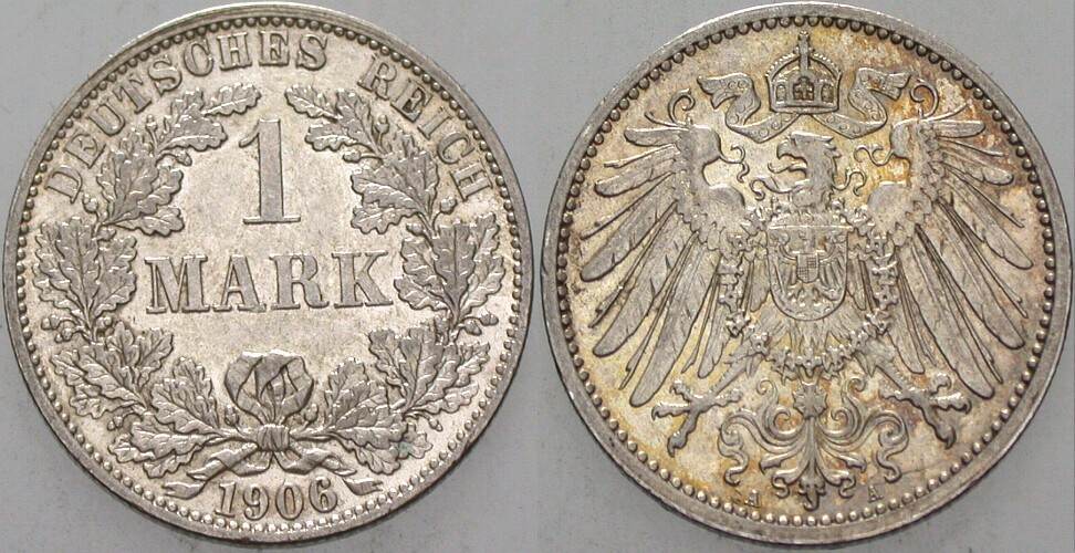 1 Mark 1906 J. 17 Sehr schön - vorzüglich