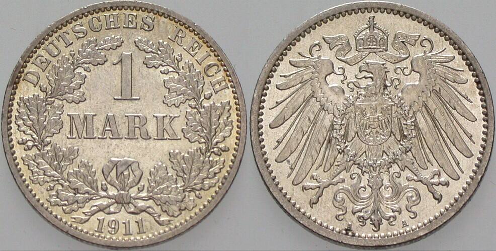 1 Mark 1911 J. 17 Vorzüglich +