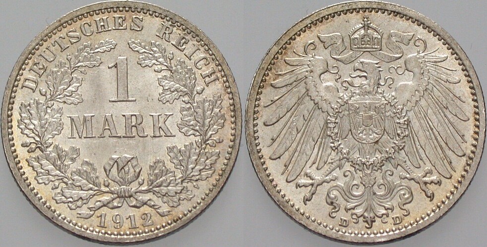 1 Mark 1912 J. 17 Fast Stempelglanz