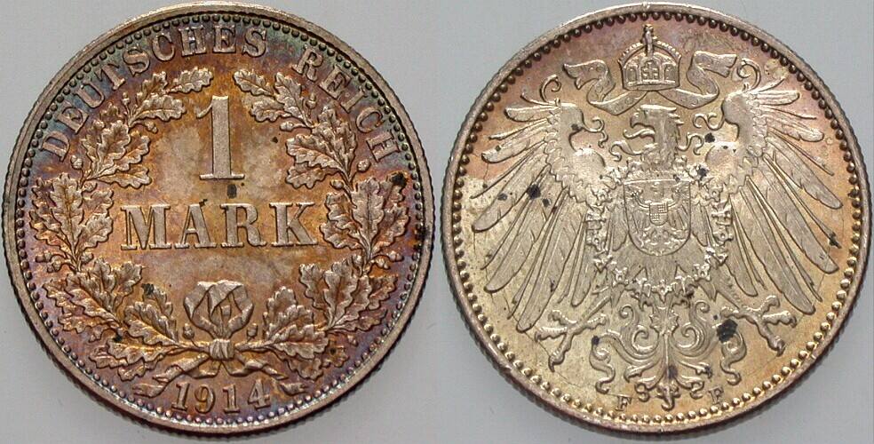 1 Mark 1914 J. 17 Fast Stempelglanz
