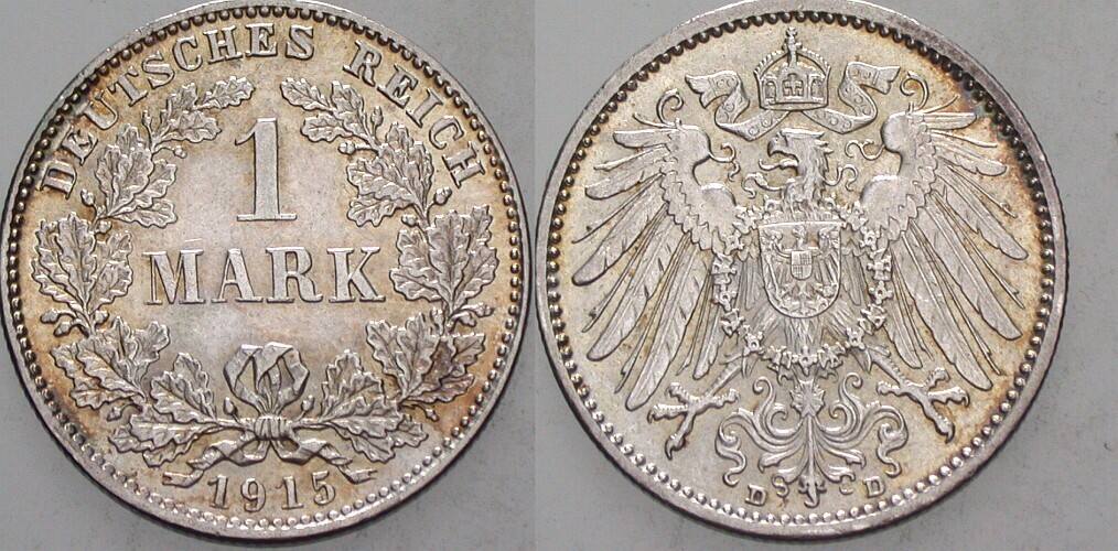 1 Mark 1915 J. 17 Vorzüglich +