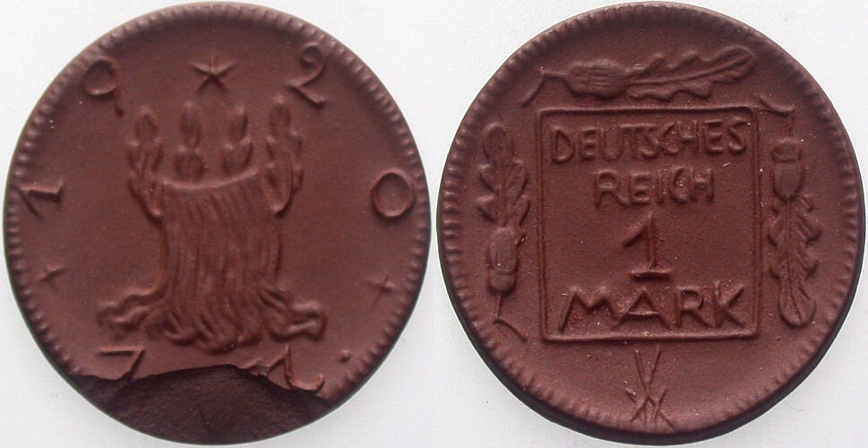 1 Mark 1920 J. 49 Randausbruch, sonst vorzüglich