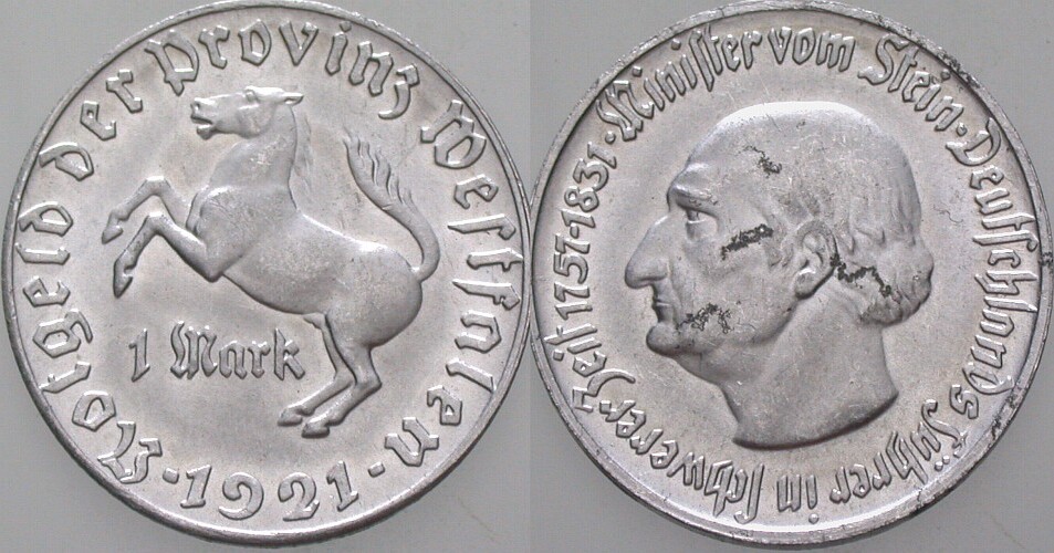 1 Mark 1921 J.N. 10 Vorzüglich-Stempelglanz