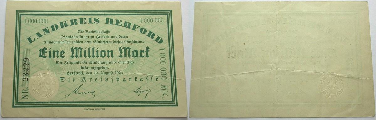 1 Million Mark 10.August 1923 Topp 443.02 Leicht gebraucht