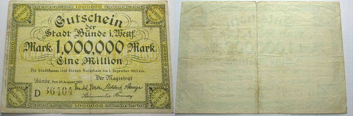 1 Million Mark 25.August 1923 Topp 169.11 Stärker gebraucht