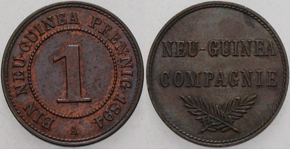 1 Neu-Guinea-Pfennig 1894 J.N. 701 Vorzüglich +
