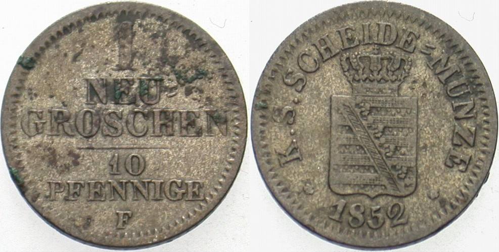 1 Neugroschen 1852 Jaeger 82 AKS 107 Sehr schön