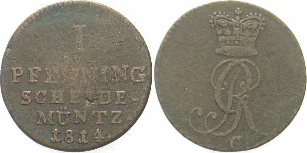 1 Pfennig 1814 Jaeger 2 a AKS 24 Schön