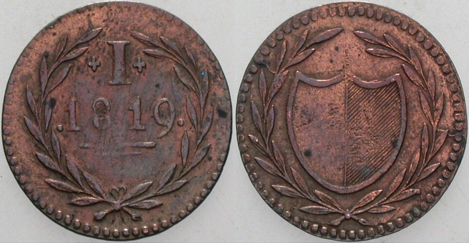 1 (Pfennig) 1819 Jaeger 7 Sehr schön +