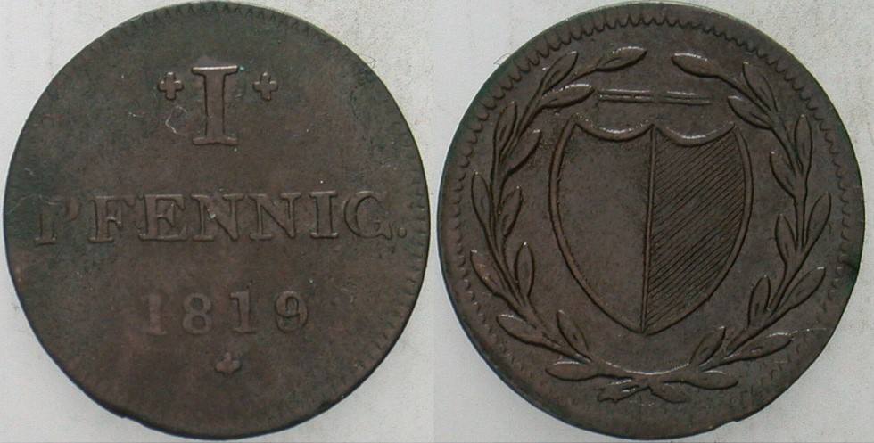 1 Pfennig 1819 Jaeger 8 Sehr schön