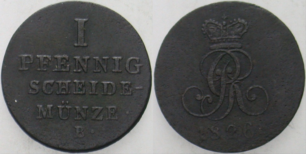 1 Pfennig 1826 Jaeger 17 AKS 50 Fast sehr schön
