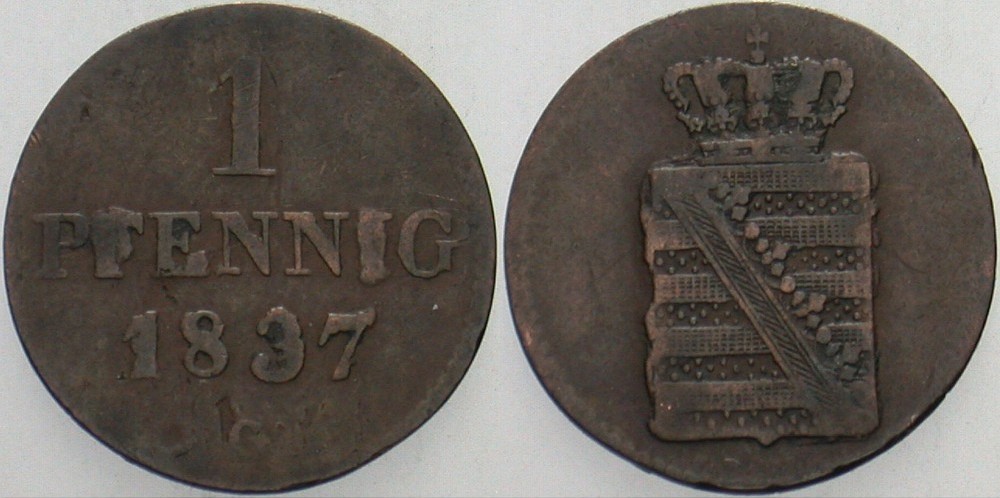 1 Pfennig 1837 Jaeger 69 AKS 111 Fast sehr schön