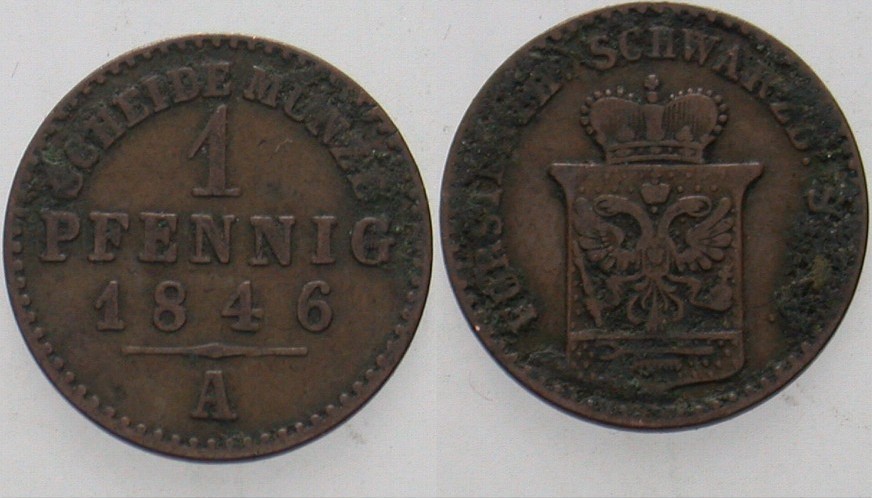 1 Pfennig 1846 Jaeger 70 AKS 42 Sehr schön