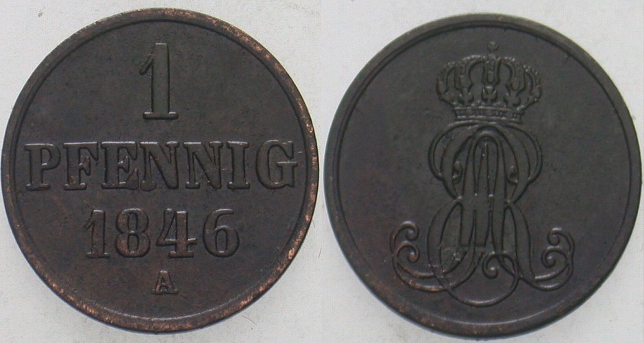 1 Pfennig 1846 Jaeger 74 AKS 130 Sehr schön +