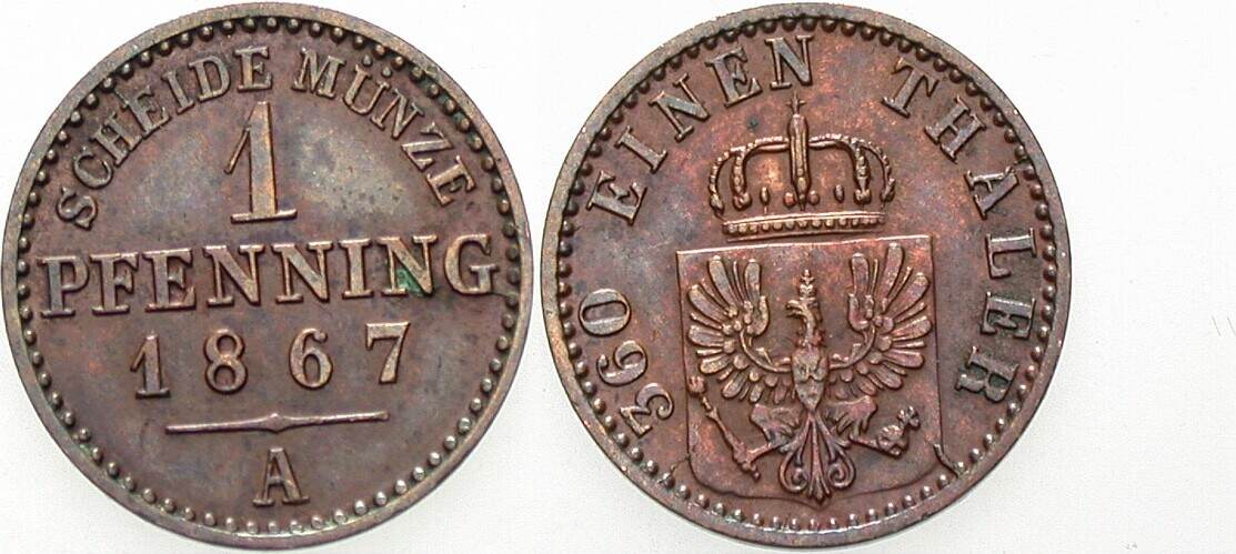 1 Pfennig 1867 AKS 108 Sehr schön