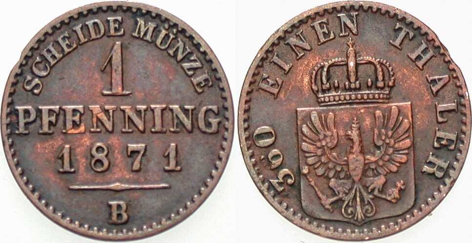1 Pfennig 1871 AKS 108 Sehr schön