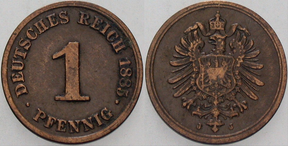 1 Pfennig 1885 J. 1 Sehr schön