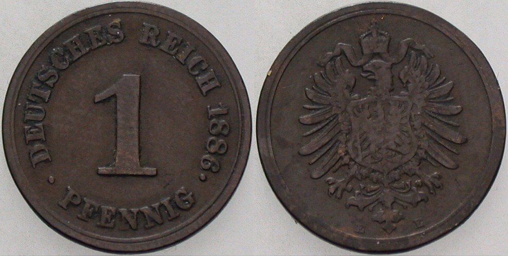 1 Pfennig 1886 J. 1 Fast sehr schön