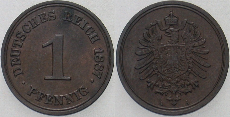 1 Pfennig 1887 J. 1 Vorzüglich