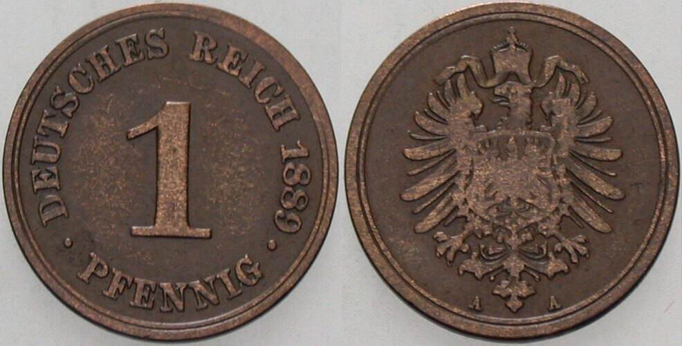 1 Pfennig 1889 J. 1 Schön - sehr schön