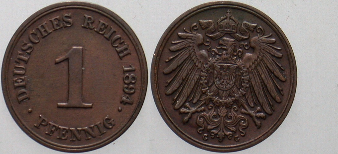 1 Pfennig 1894 J. 10 Vorzüglich