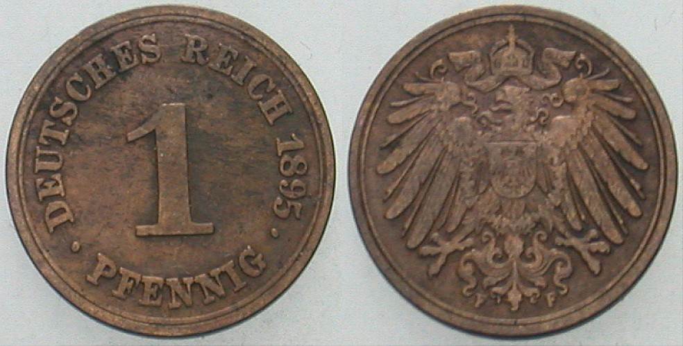 1 Pfennig 1895 J. 10 Fast sehr schön