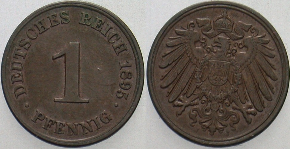 1 Pfennig 1895 J. 10 Fast vorzüglich