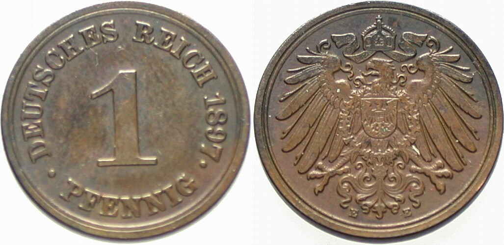 1 Pfennig 1897 J. 10 Fast vorzüglich