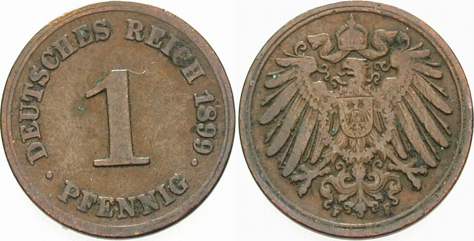 1 Pfennig 1899 J. 10 Sehr schön