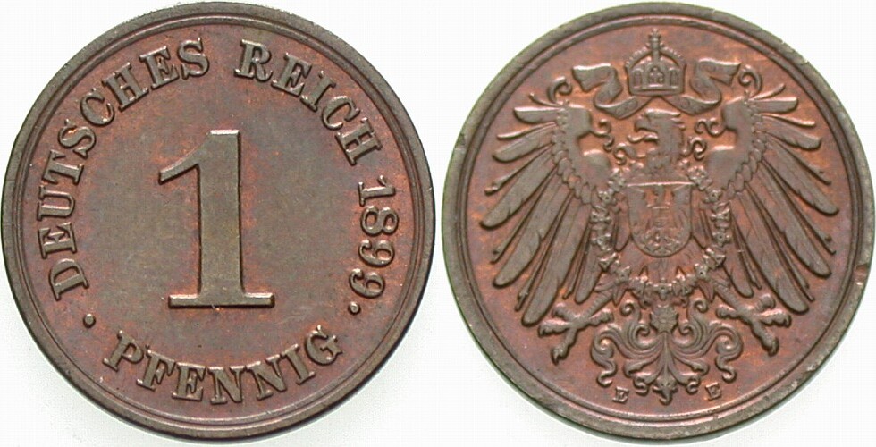 1 Pfennig 1899 J. 10 vorzüglich +
