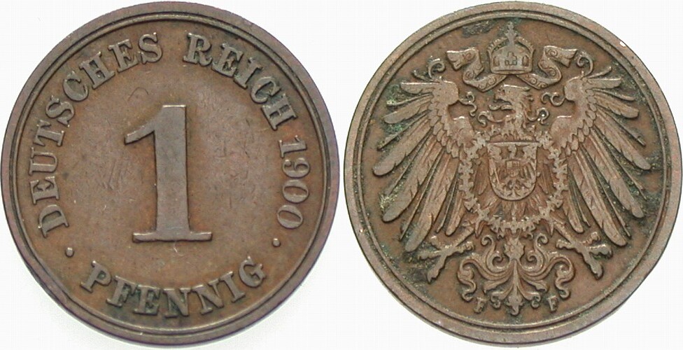 1 Pfennig 1900 J. 10 sehr schön