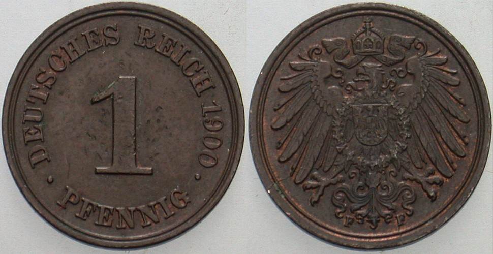 1 Pfennig 1900 J. 10 Vorzüglich, kl. Kratzer