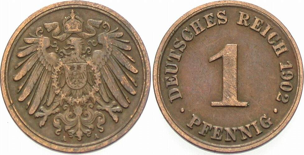 1 Pfennig 1902 J. 10 Sehr schön