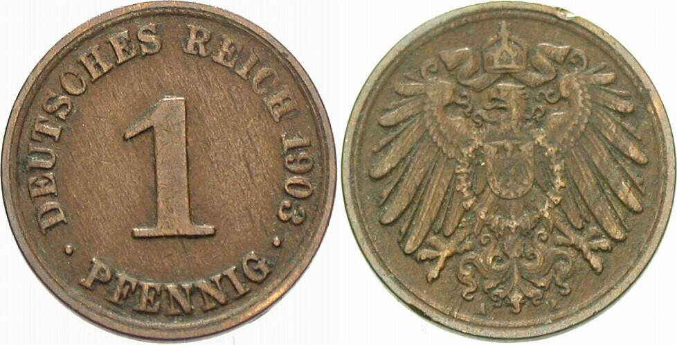 1 Pfennig 1903 J. 10 Sehr schön