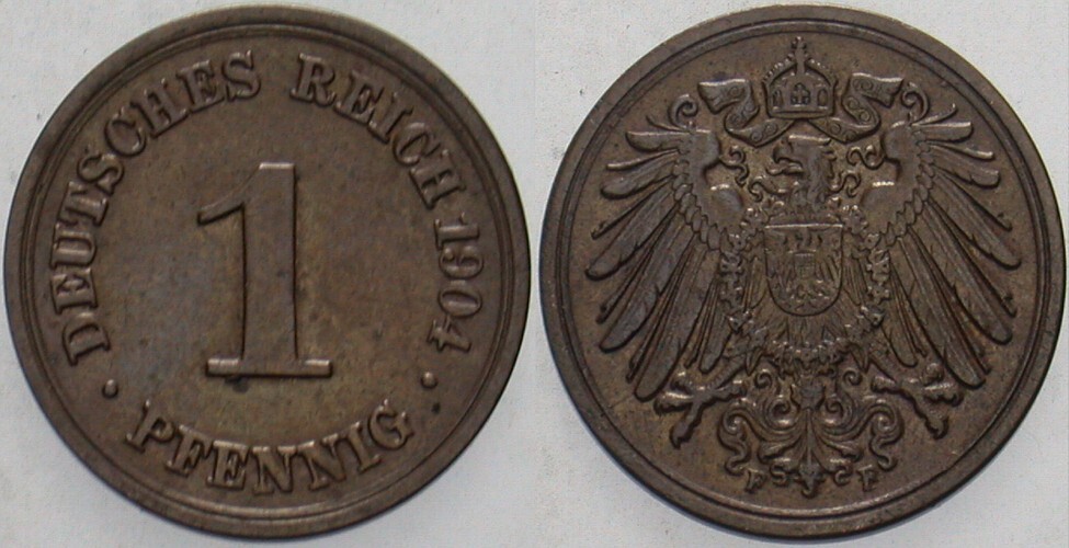 1 Pfennig 1904 J. 10 Sehr schön +