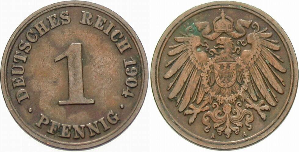 1 Pfennig 1904 J. 10 sehr schön