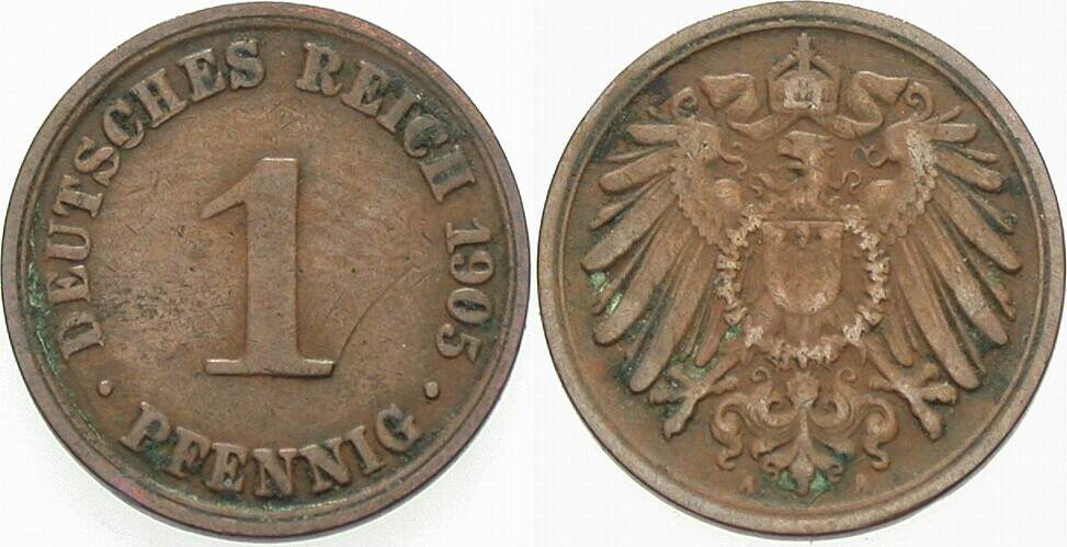 1 Pfennig 1905 J. 10 sehr schön