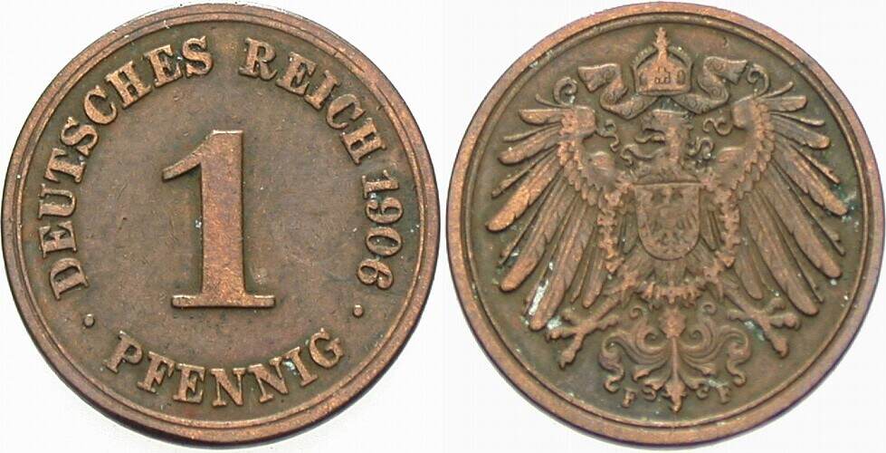 1 Pfennig 1906 J. 10 Sehr schön