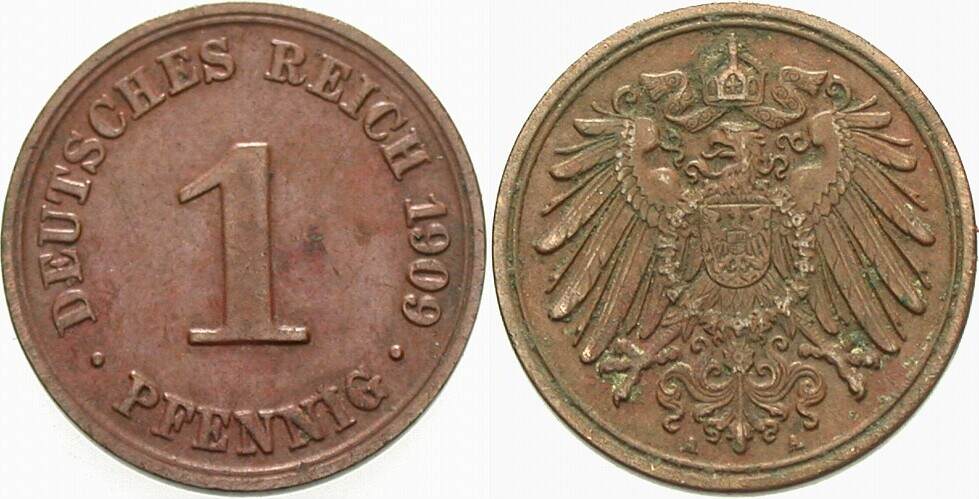 1 Pfennig 1909 J. 10 sehr schön - vorzüglich