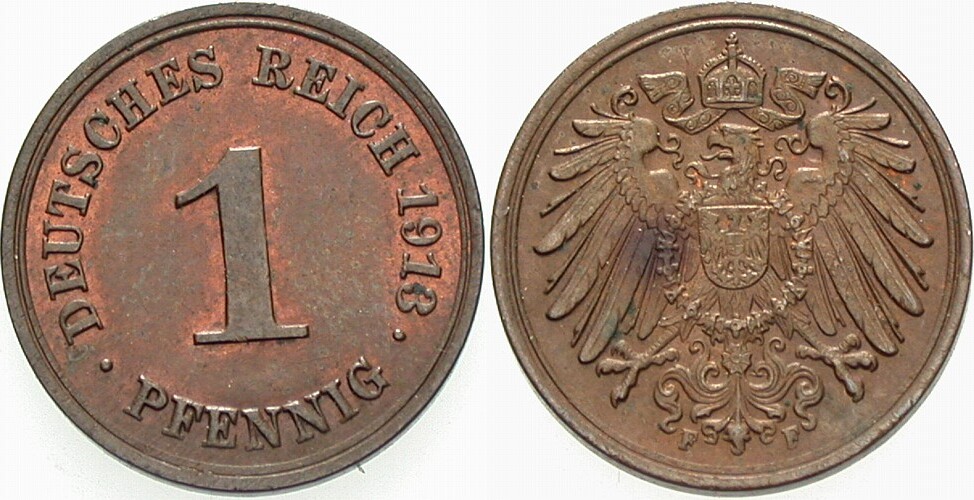 1 Pfennig 1913 J. 10 fast Stempelglanz