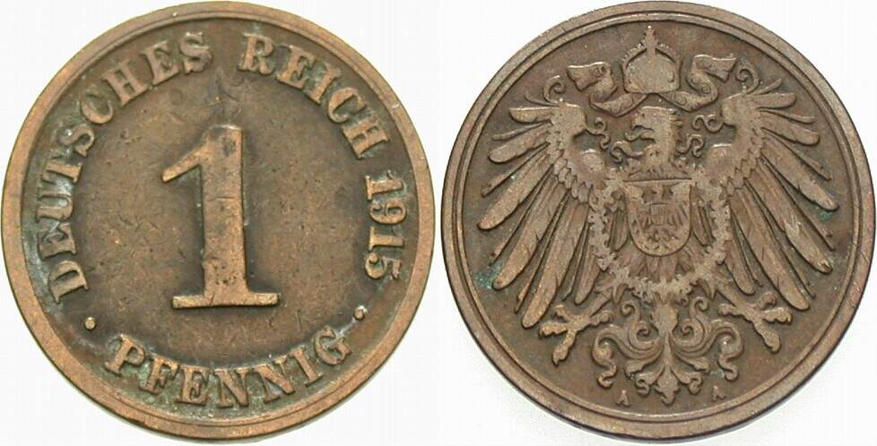 1 Pfennig 1915 J. 10 Sehr schön