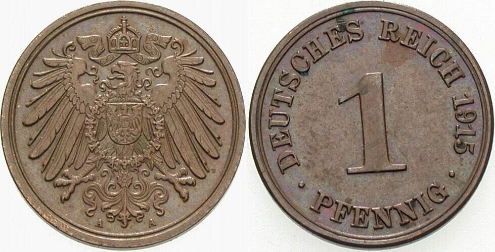 1 Pfennig 1915 J. 10 vorzüglich