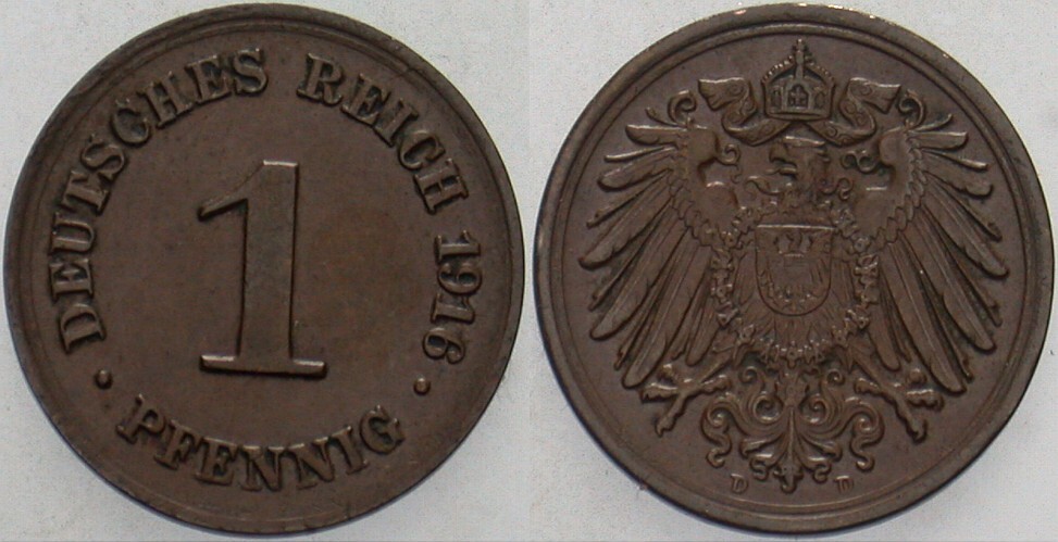 1 Pfennig 1916 J. 10 Fast vorzüglich