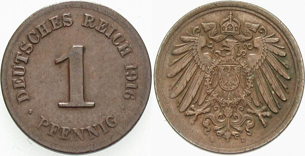 1 Pfennig 1916 J. 10 Sehr schön - vorzüglich