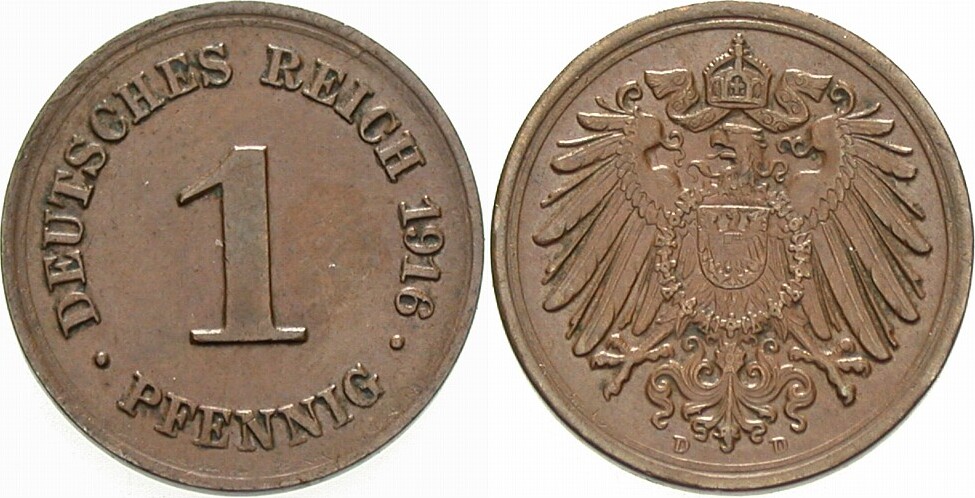 1 Pfennig 1916 J. 10 Stempelglanz