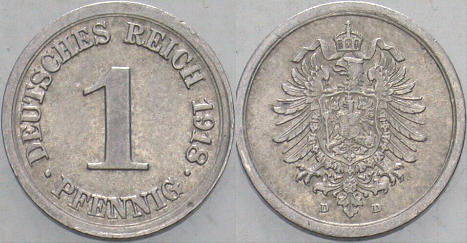 1 Pfennig 1918 J. 300 Sehr schön