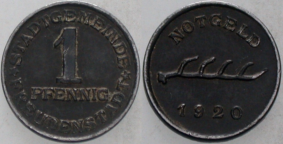 1 Pfennig 1920 Menzel 8260.11 Sehr schön
