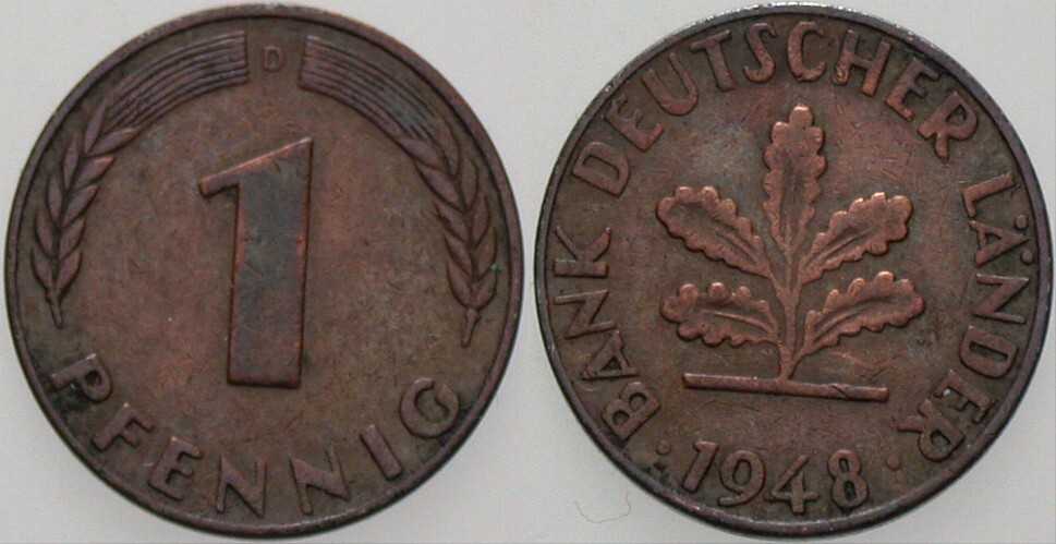 1 Pfennig 1948 J. 376 sehr schön